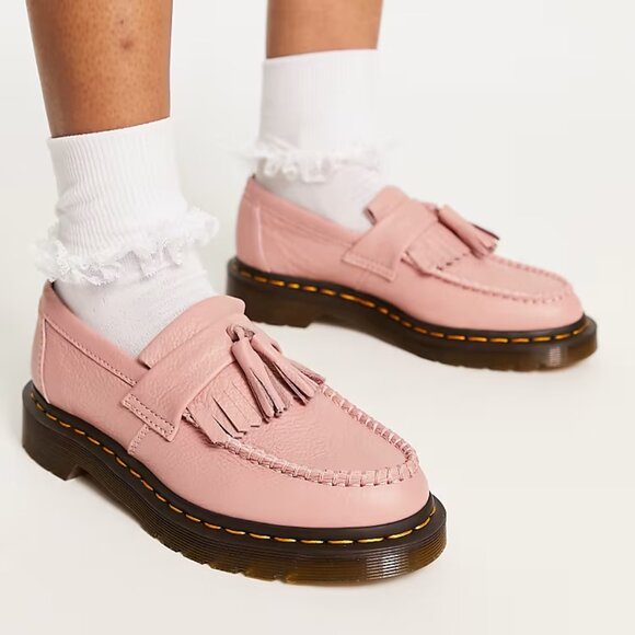 Dr. Martens Shoes - Dr. Martens Adrian Virginia Leather Tassel Loafers in Neutral Light Pink Size 7